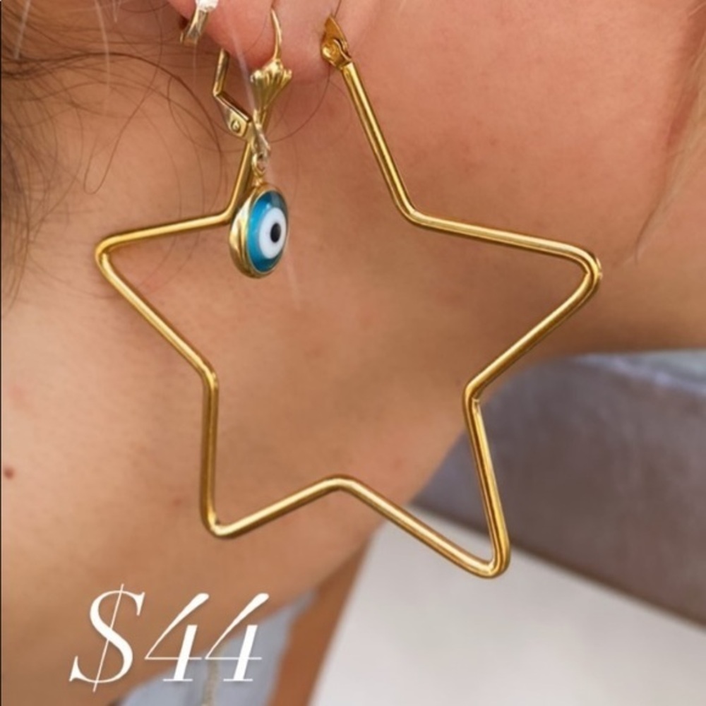 New Star Earrings Gold plated 3β inches